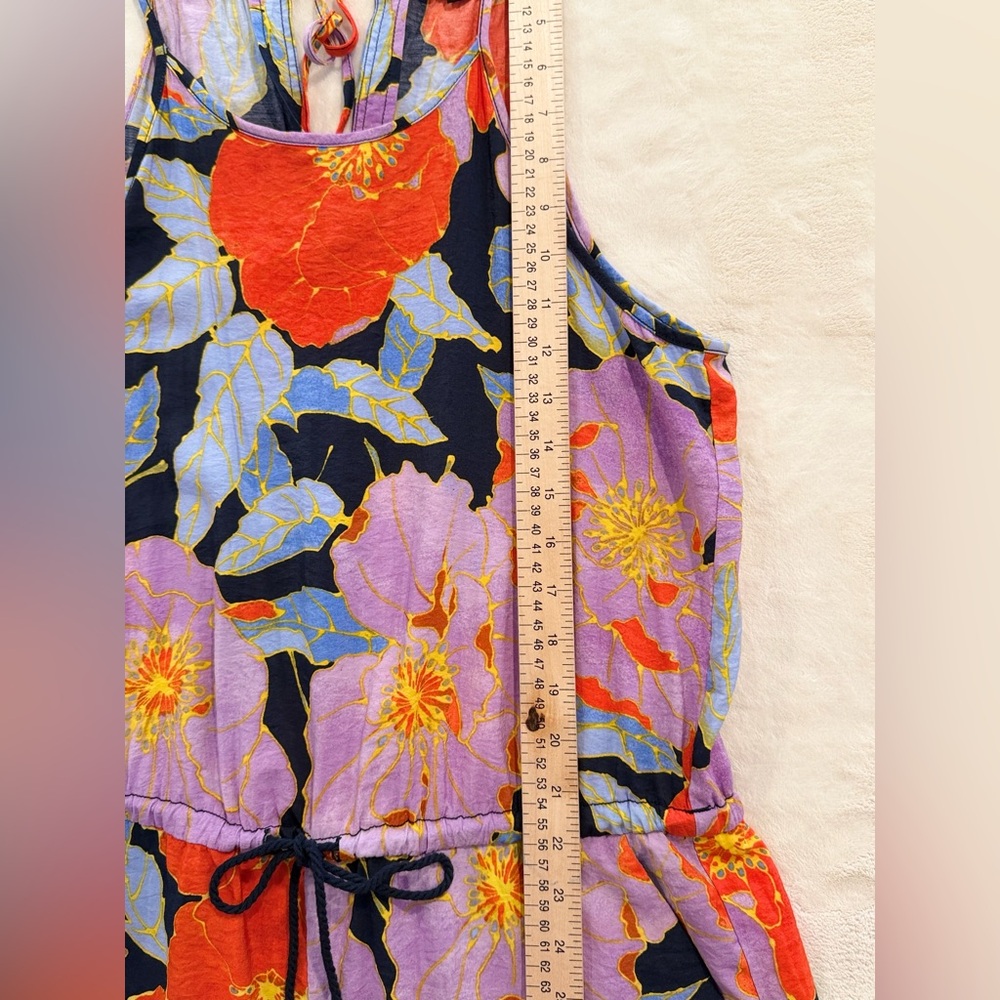 LOFT Petite Floral Romper MP Multicolor Tie Waist Adjustable Spaghetti Straps - Picture 5 of 10